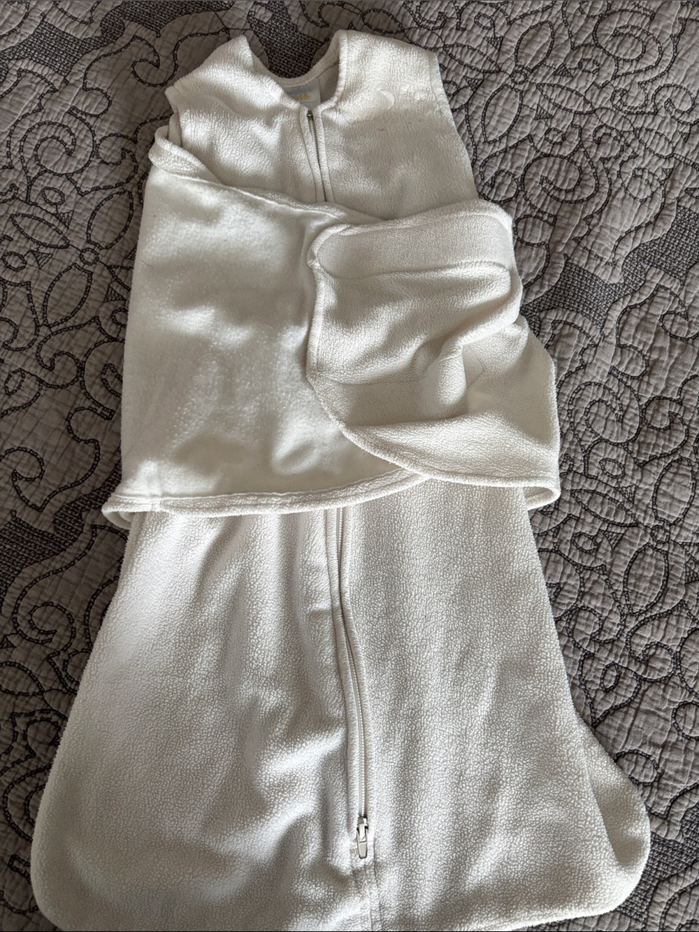 Classic White Fleece Skirt - Soft Zip Front Swaddle